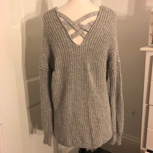 Comfy gray cross back sweater